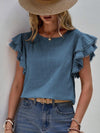 Denise Ruffle Cap Sleeve Top - Dusty Blue - lemon blonde boutique
