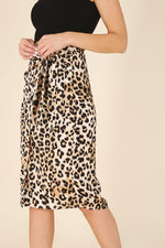 Satin Leopard Tie Skirt - lemon blonde boutique